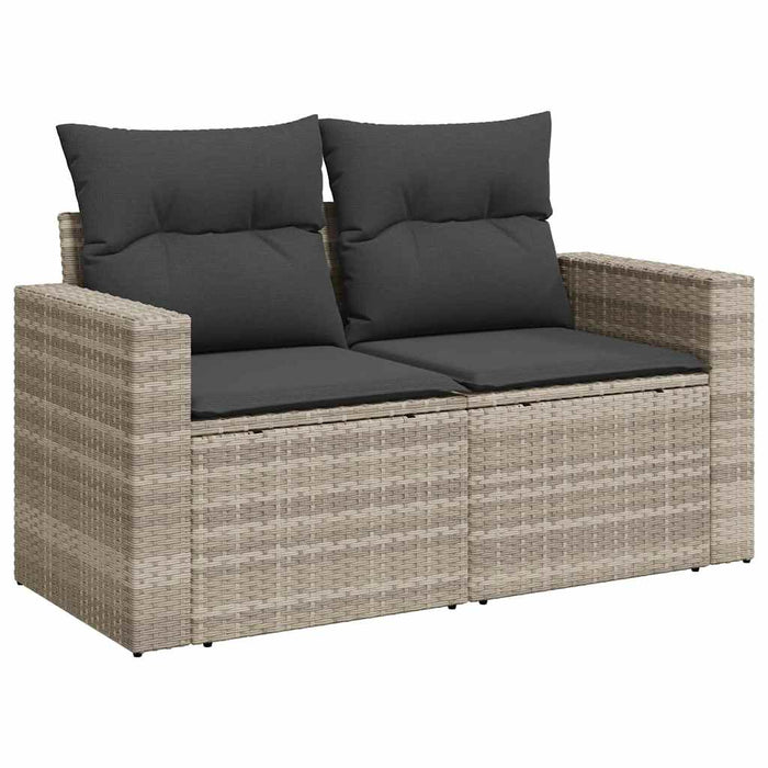 Set mobilier de grădină cu perne, 8 piese gri deschis poliratan - WALTI WALTI