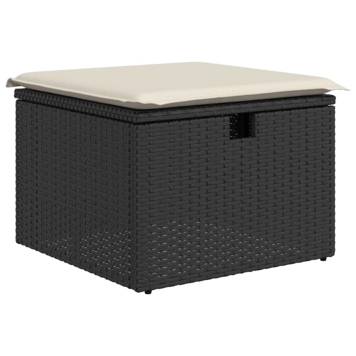 Set mobilier de grădină cu perne, 9 piese, negru, poliratan WALTI
