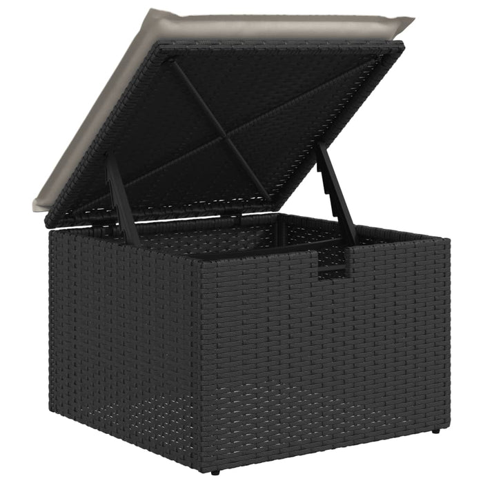 Set mobilier de grădină cu perne, 9 piese, negru, poliratan WALTI