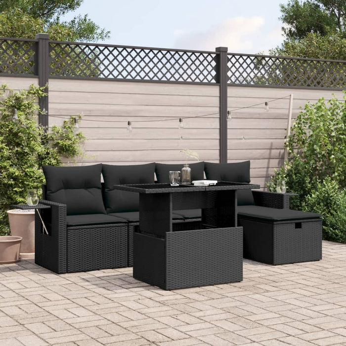 Set mobilier de grădină cu perne, 6 piese, negru, poliratan - WALTI WALTI