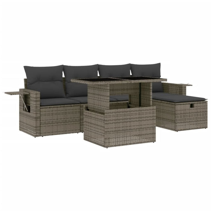 Set mobilier grădină cu perne, 6 piese, gri, poliratan - WALTI WALTI