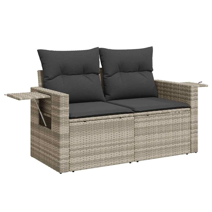 Set canapele de grădină cu perne, 6 piese gri deschis poliratan WALTI