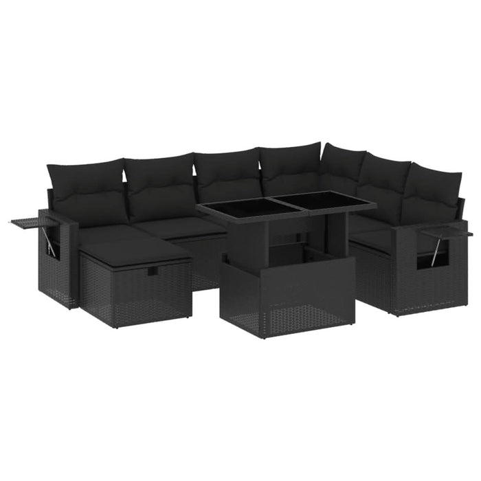 Set mobilier de grădină cu perne, 8 piese, negru, poliratan - WALTI WALTI