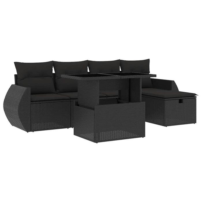 Set mobilier de grădină cu perne, 6 piese, negru, poliratan - WALTI WALTI