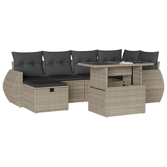 Set canapele de grădină cu perne, 7piese gri deschis poliratan WALTI