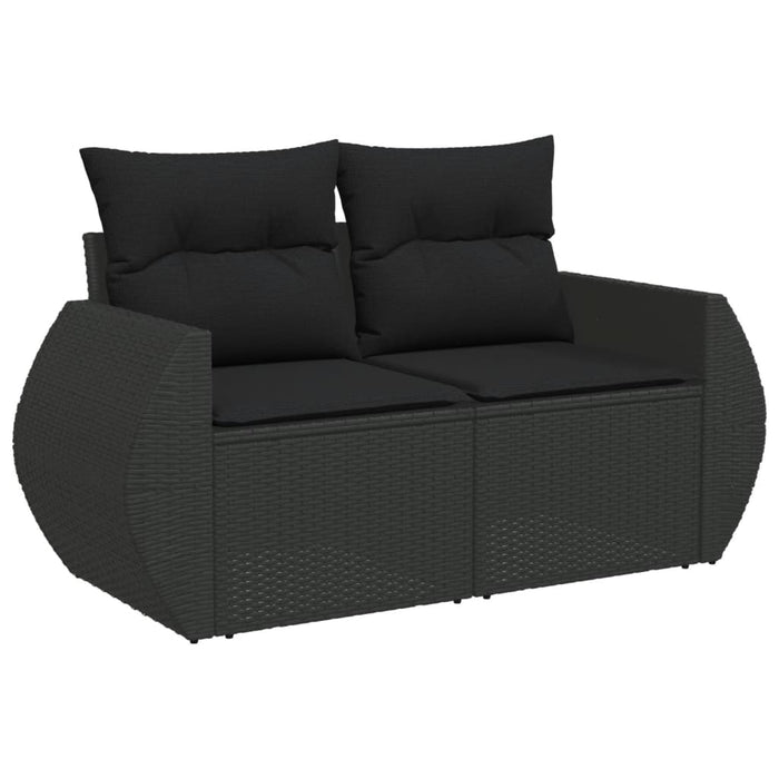 Set mobilier de grădină cu perne, 8 piese, negru, poliratan - WALTI WALTI