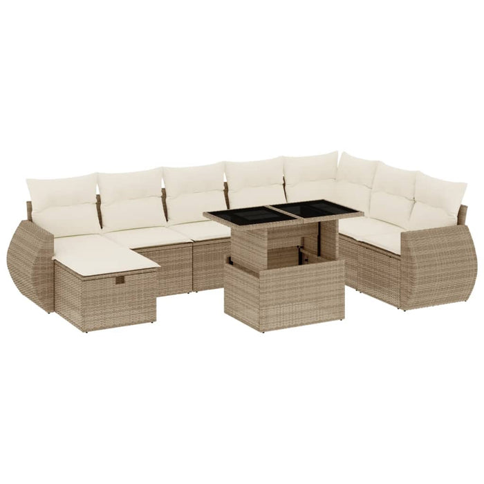 Set canapele de grădină, 9 piese, cu perne, bej, poliratan - WALTI WALTI