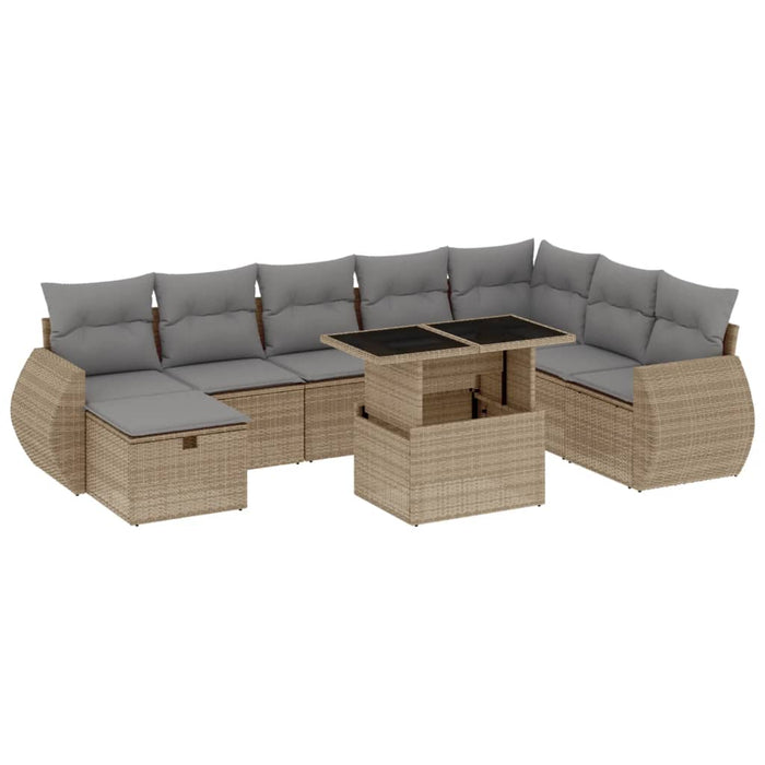 Set canapele de grădină, 9 piese, cu perne, bej, poliratan - WALTI WALTI