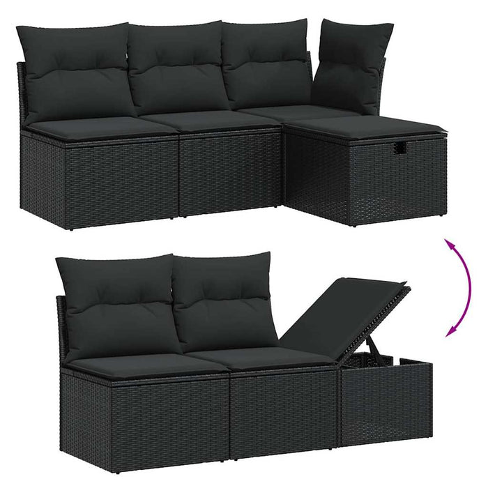 Set mobilier de grădină cu perne, 6 piese, negru, poliratan - WALTI WALTI