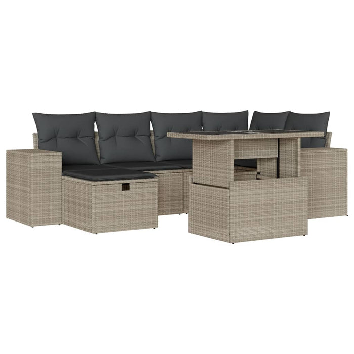 Set canapele de grădină cu perne, 7piese gri deschis poliratan WALTI