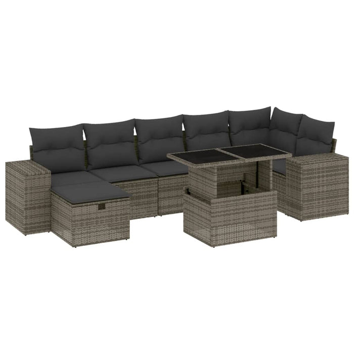 Set canapele de grădină cu perne, 8 piese, gri, poliratan WALTI