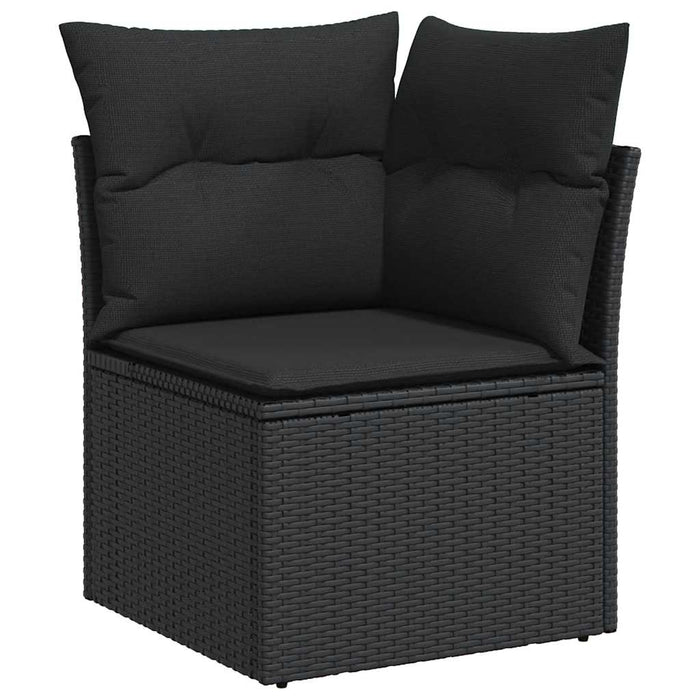 Set mobilier de grădină cu perne, 9 piese, negru, poliratan - WALTI WALTI