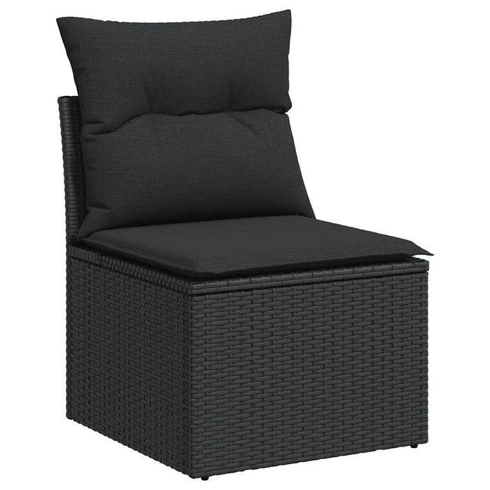 Set mobilier de grădină cu perne, 9 piese, negru, poliratan - WALTI WALTI