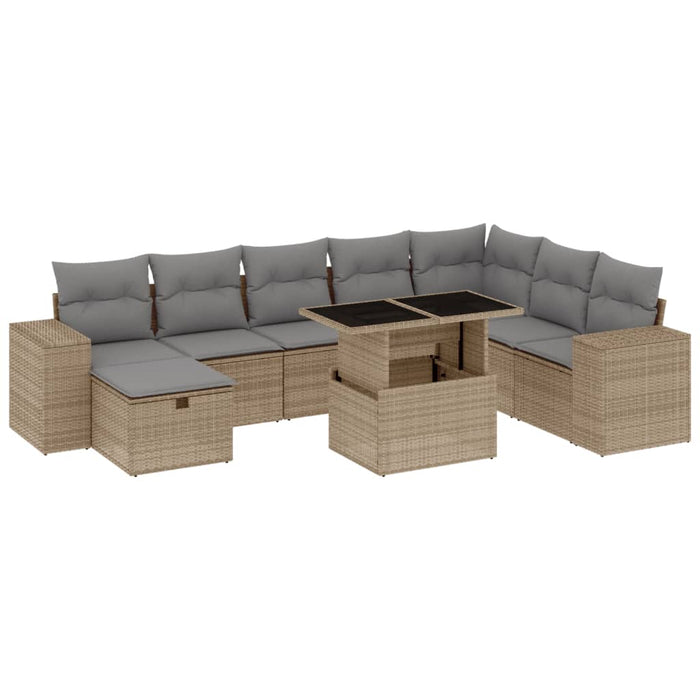 Set canapele de grădină, 9 piese, cu perne, bej, poliratan - WALTI WALTI