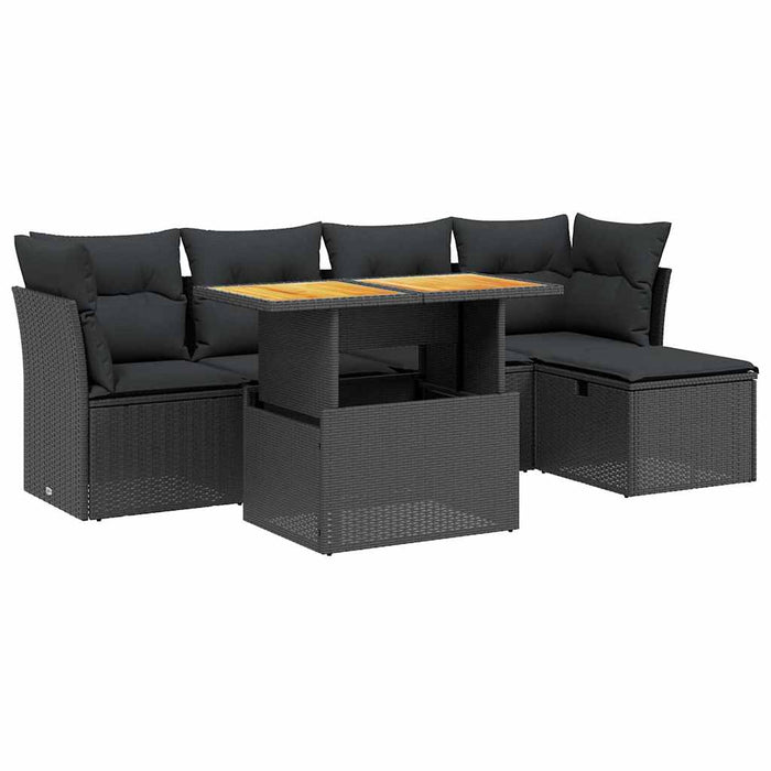Set mobilier de grădină cu perne, 6 piese, negru, poliratan - WALTI WALTI