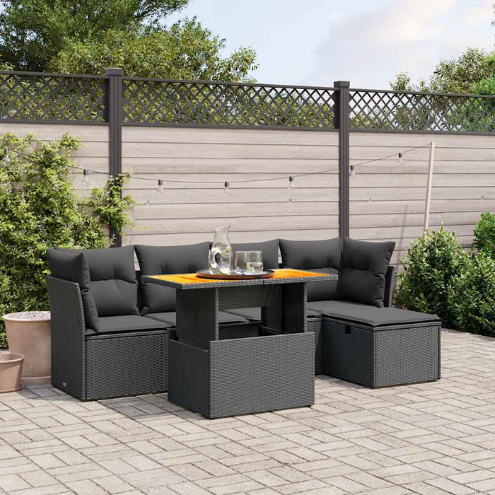 Set mobilier de grădină cu perne, 6 piese, negru, poliratan - WALTI WALTI