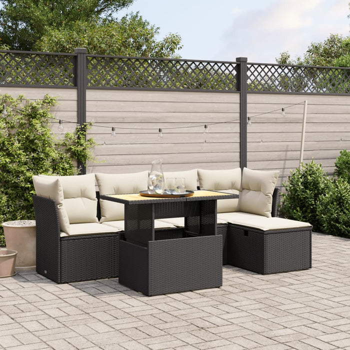 Set mobilier de grădină cu perne, 6 piese, negru, poliratan - WALTI WALTI