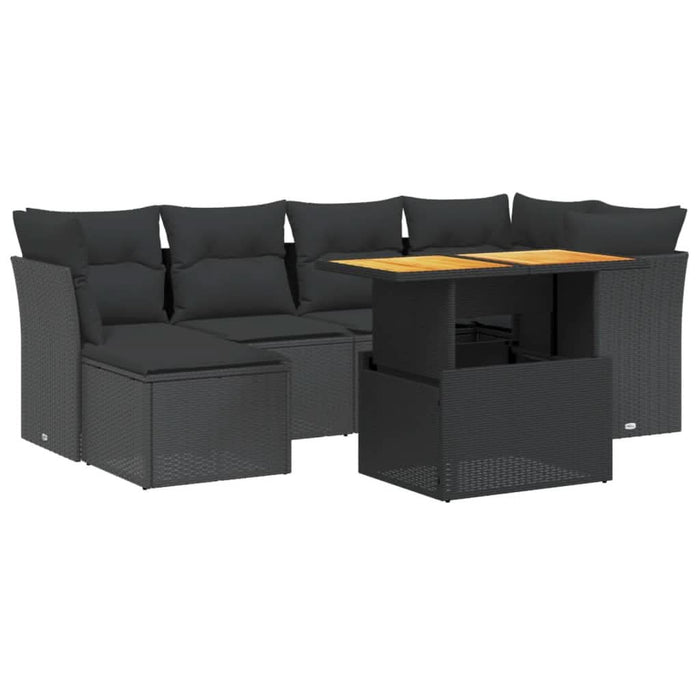 Set canapele de grădină cu perne, 7 piese, negru, poliratan - WALTI WALTI