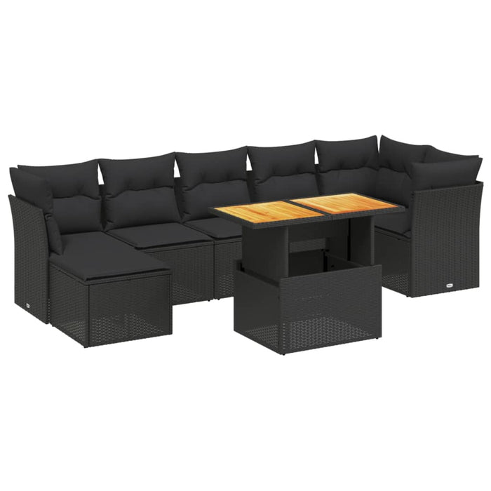 Set mobilier de grădină cu perne, 8 piese, negru, poliratan - WALTI WALTI