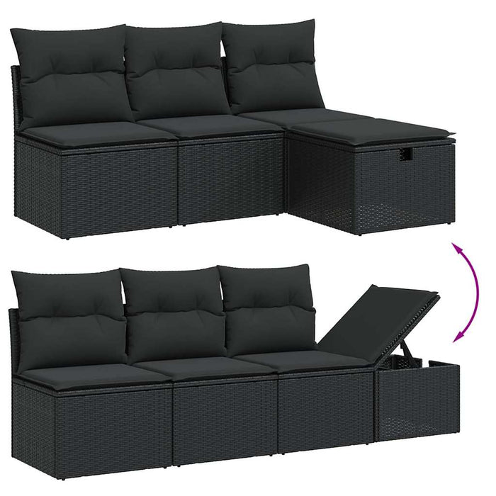 Set mobilier de grădină cu perne, 8 piese, negru, poliratan - WALTI WALTI