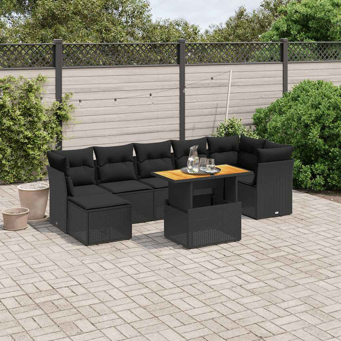 Set mobilier de grădină cu perne, 8 piese, negru, poliratan - WALTI WALTI