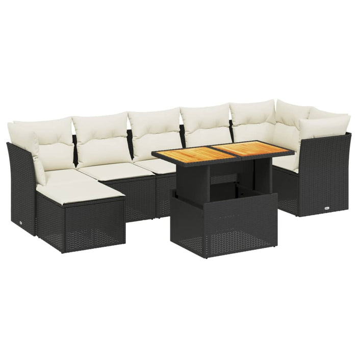 Set mobilier de grădină cu perne, 8 piese, negru, poliratan - WALTI WALTI