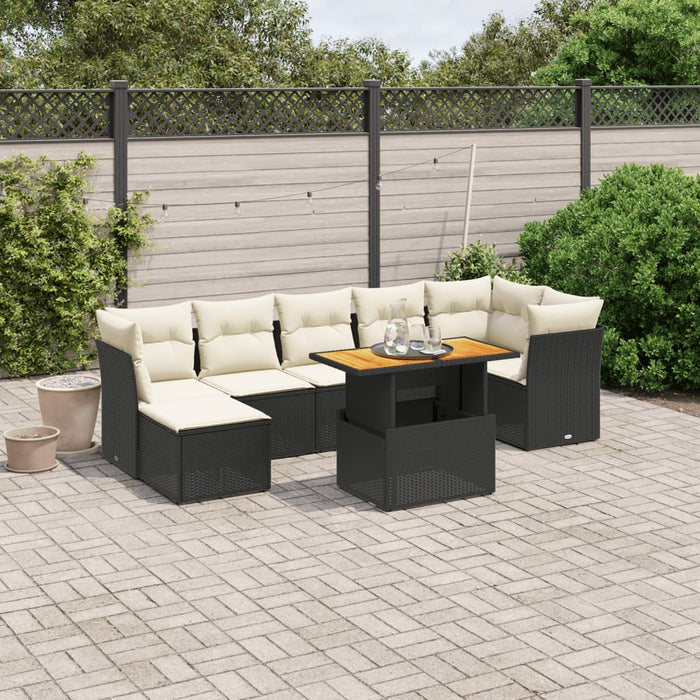 Set mobilier de grădină cu perne, 8 piese, negru, poliratan - WALTI WALTI