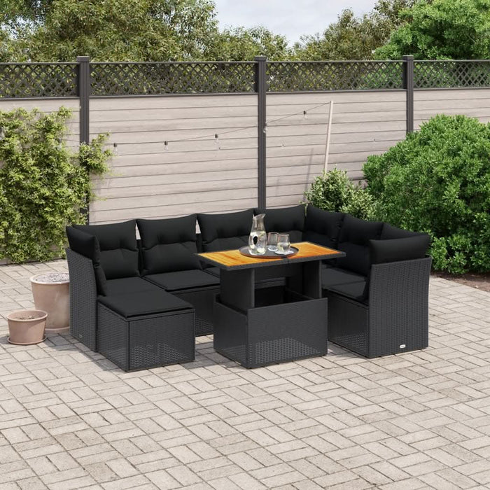 Set mobilier de grădină cu perne, 8 piese, negru, poliratan - WALTI WALTI