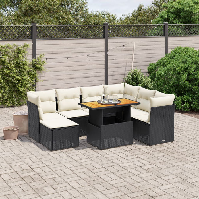 Set mobilier de grădină cu perne, 8 piese, negru, poliratan - WALTI WALTI