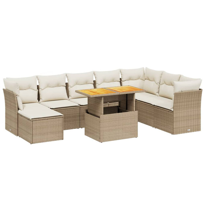 Set canapele de grădină, 9 piese, cu perne, bej, poliratan - WALTI WALTI