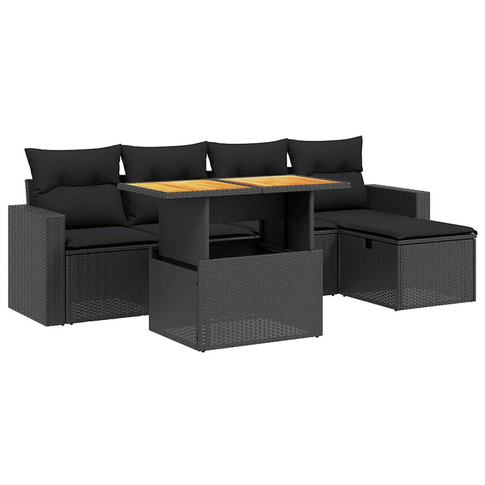 Set mobilier de grădină cu perne, 6 piese, negru, poliratan - WALTI WALTI