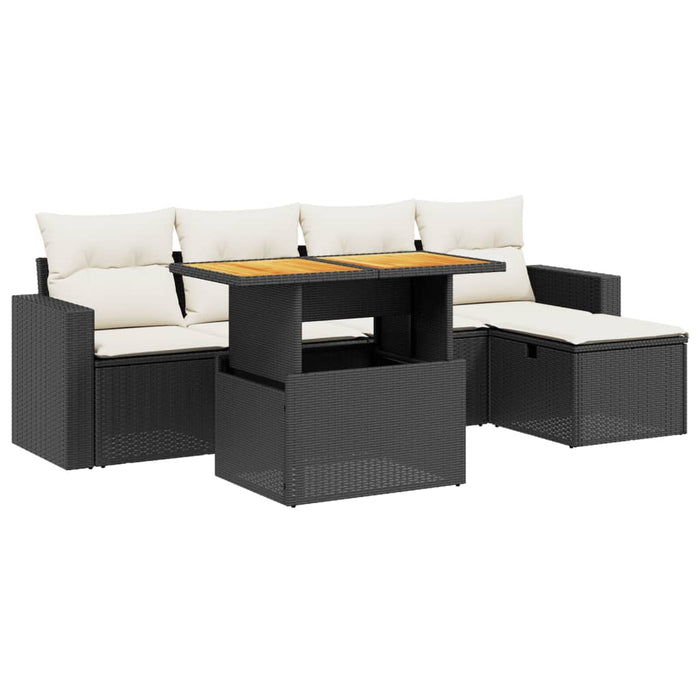 Set mobilier de grădină cu perne, 6 piese, negru, poliratan - WALTI WALTI