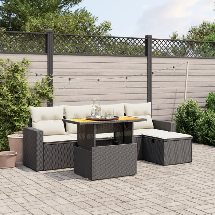 Set mobilier de grădină cu perne, 6 piese, negru, poliratan - WALTI WALTI