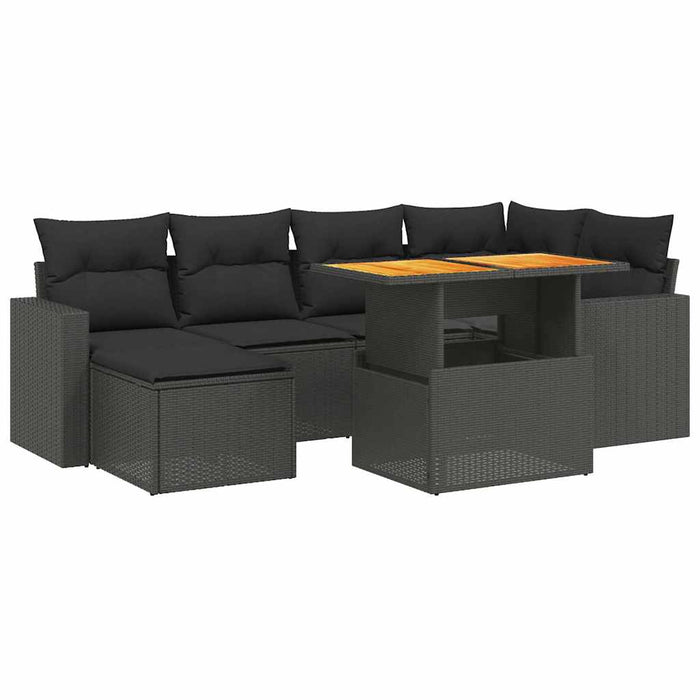 Set canapele de grădină cu perne, 7 piese, negru, poliratan - WALTI WALTI