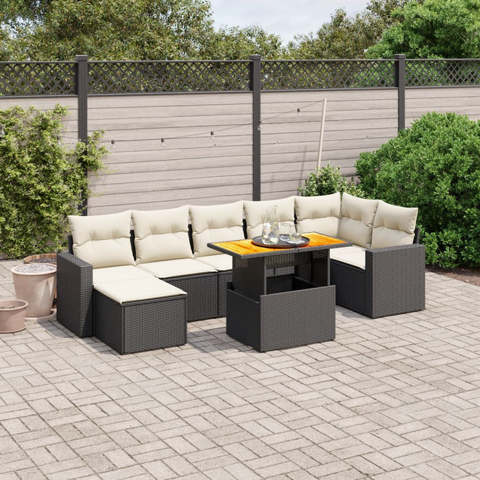 Set mobilier de grădină cu perne, 8 piese, negru, poliratan - WALTI WALTI