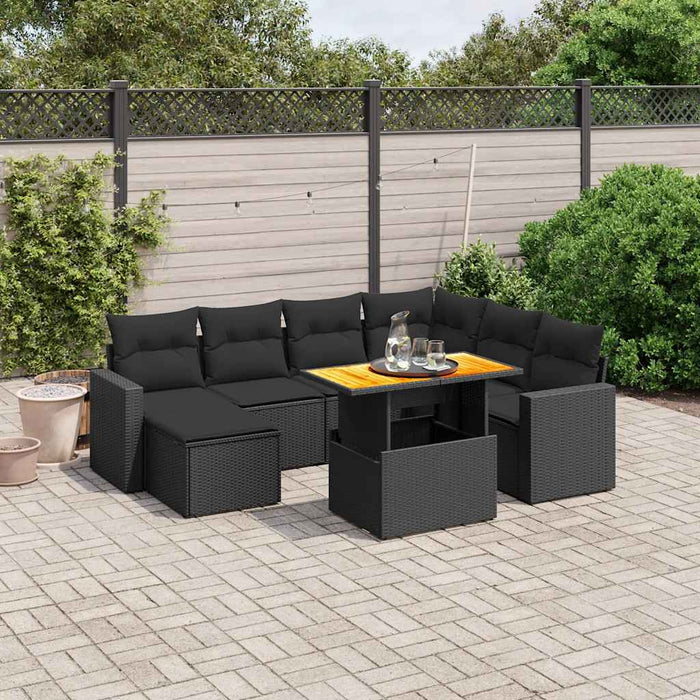 Set mobilier de grădină cu perne, 8 piese, negru, poliratan - WALTI WALTI