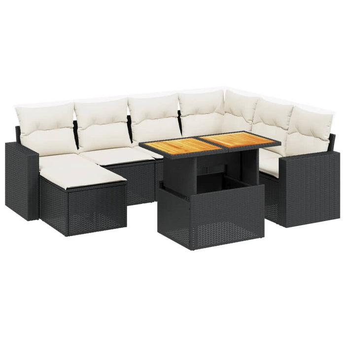 Set mobilier de grădină cu perne, 8 piese, negru, poliratan - WALTI WALTI