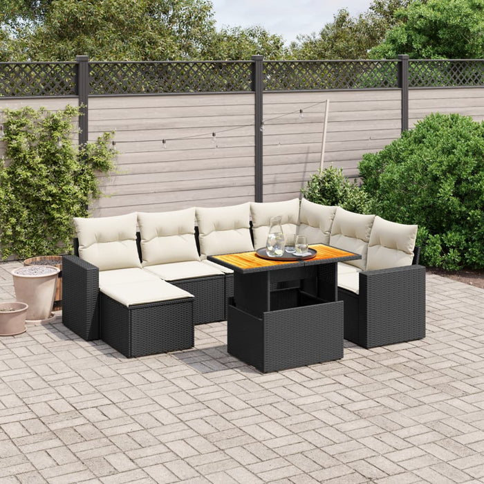 Set mobilier de grădină cu perne, 8 piese, negru, poliratan - WALTI WALTI