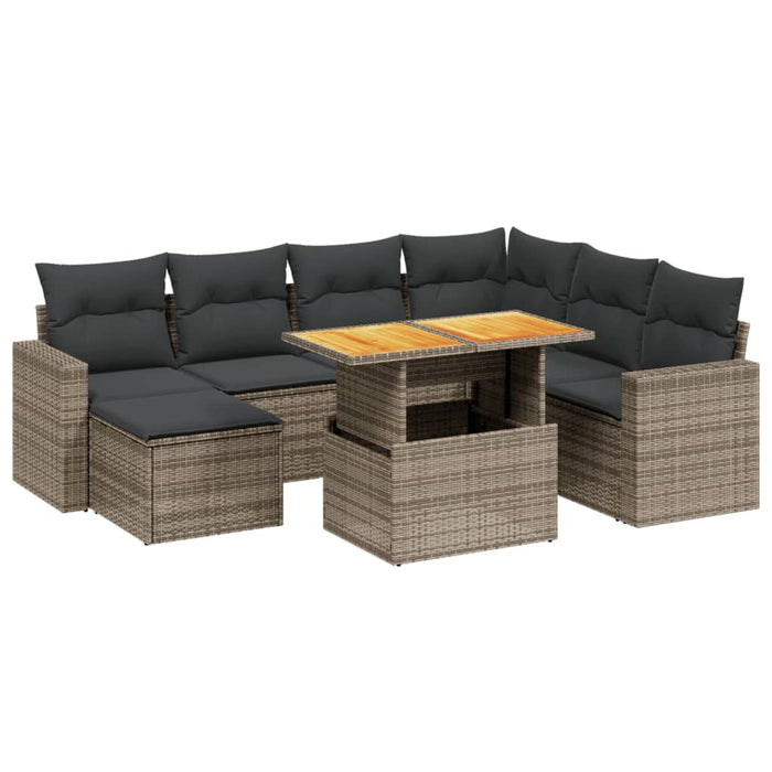 Set canapele de grădină cu perne, 8 piese, gri, poliratan WALTI