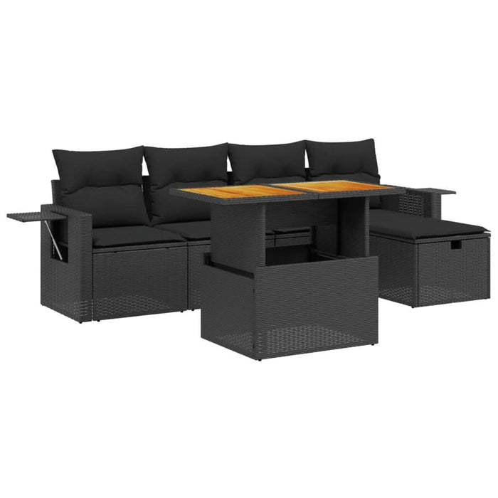 Set mobilier de grădină cu perne, 6 piese, negru, poliratan - WALTI WALTI