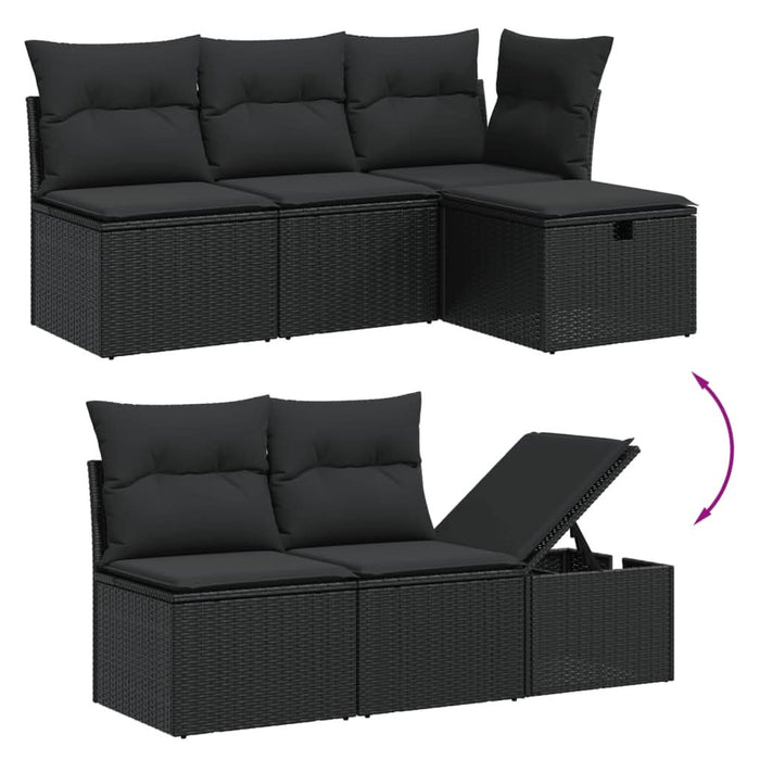 Set mobilier de grădină cu perne, 6 piese, negru, poliratan - WALTI WALTI