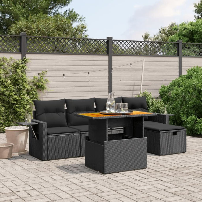 Set mobilier de grădină cu perne, 6 piese, negru, poliratan - WALTI WALTI