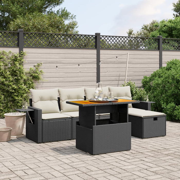 Set mobilier de grădină cu perne, 6 piese, negru, poliratan - WALTI WALTI