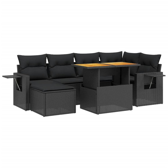 Set canapele de grădină cu perne, 7 piese, negru, poliratan - WALTI WALTI