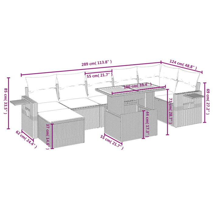 Set mobilier de grădină cu perne, 8 piese, negru, poliratan - WALTI WALTI