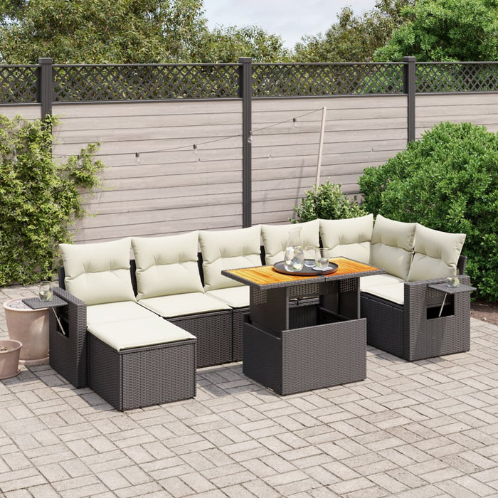 Set mobilier de grădină cu perne, 8 piese, negru, poliratan - WALTI WALTI
