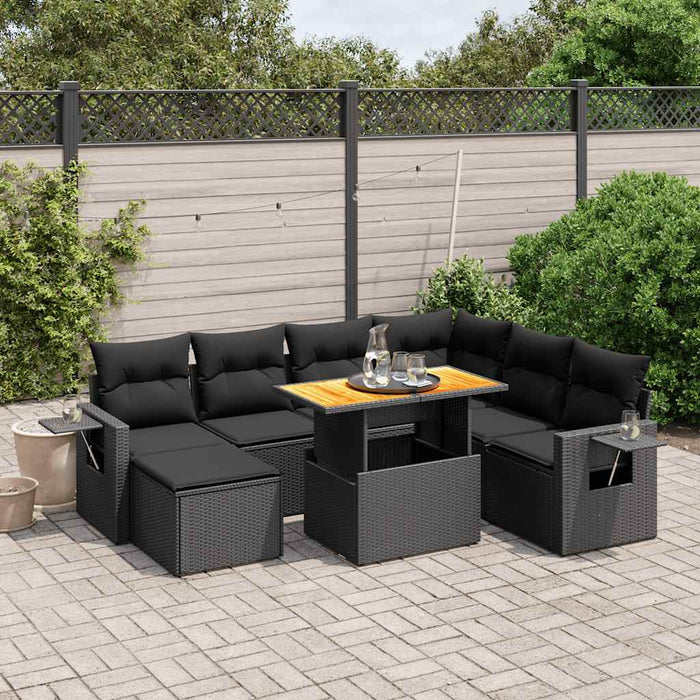 Set mobilier de grădină cu perne, 8 piese, negru, poliratan - WALTI WALTI