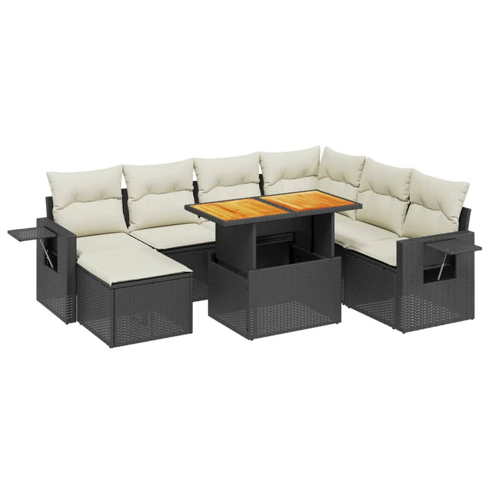 Set mobilier de grădină cu perne, 8 piese, negru, poliratan - WALTI WALTI