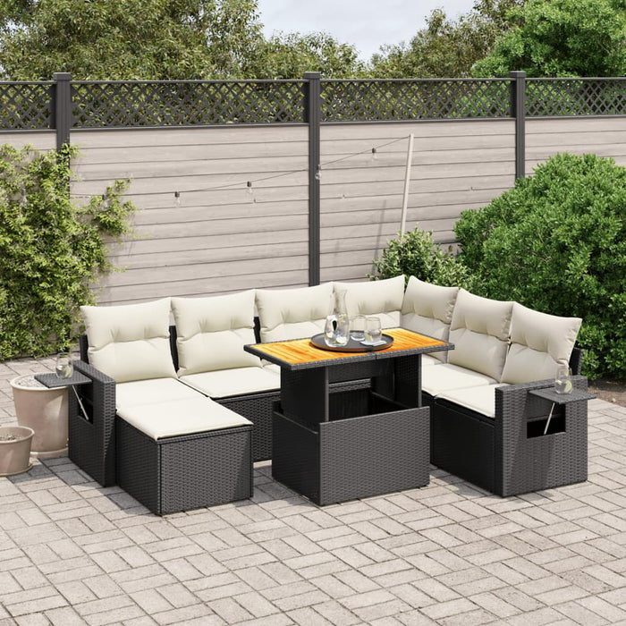 Set mobilier de grădină cu perne, 8 piese, negru, poliratan - WALTI WALTI