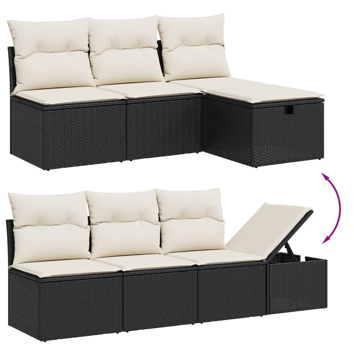 Set mobilier de grădină cu perne, 9 piese, negru, poliratan WALTI